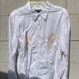 White Men's Shirt with Lace Detail